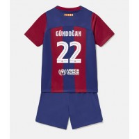 Camisa de Futebol Barcelona Ilkay Gundogan #22 Equipamento Principal Infantil 2023-24 Manga Curta (+ Calças curtas)